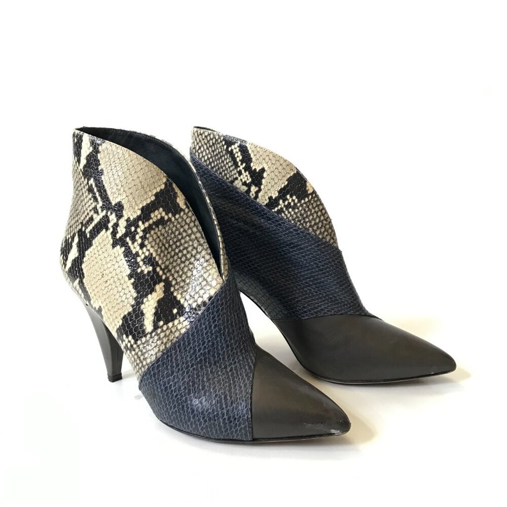 Isabel Marant Archenn Patchwork Ankle Boots Booties Womens 39 8 Tan Snake Effect - Picture 2 of 9